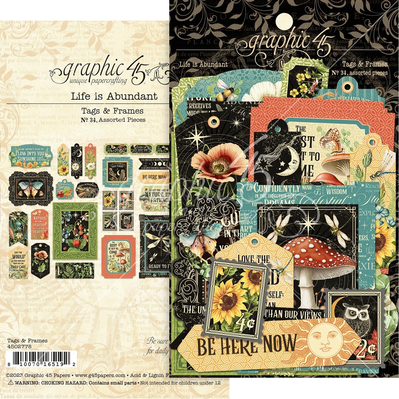 Graphic 45 Die-Cut Assortment Life Is Abundant marcos de cartulina vintage