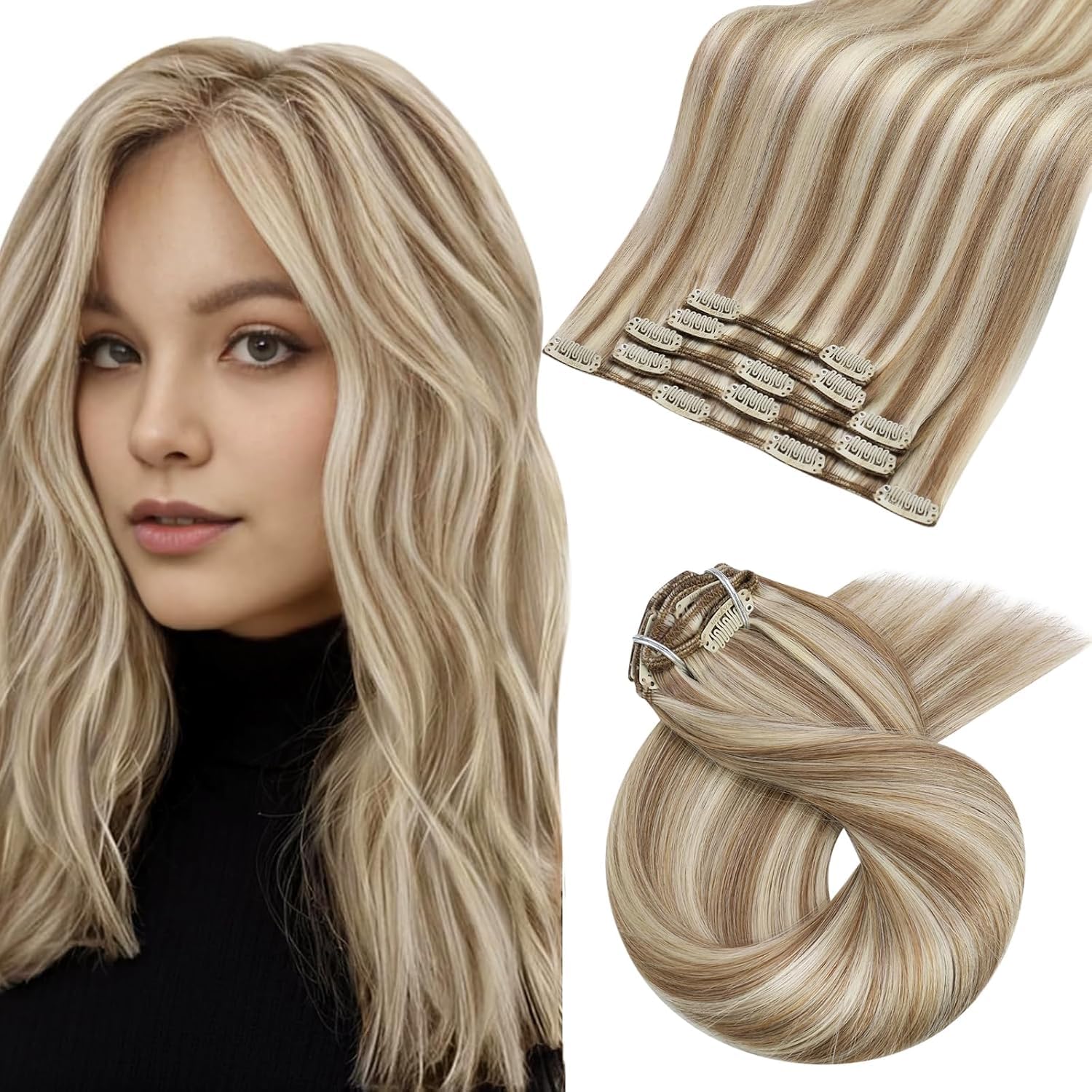 Moresoo Clip in Extensions Echthaar Haarverlängerung Echthaar Extensions Clip