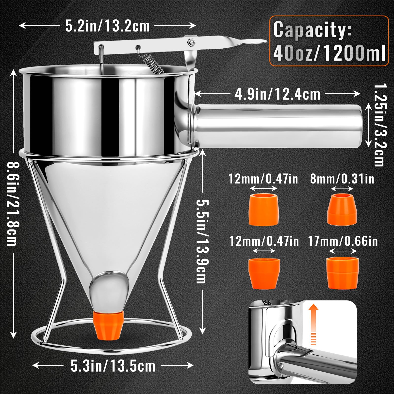 Distributeur Pate A Crepe Distributeur De Pâte 900 Ml | Mélangeur De Pâte Manuel Pour Crêpes, Cupcakes Avec étiquette De Mesure | Outil De Cuisson Portable Pour Gaufres, Crêpes, Muffins Pour La