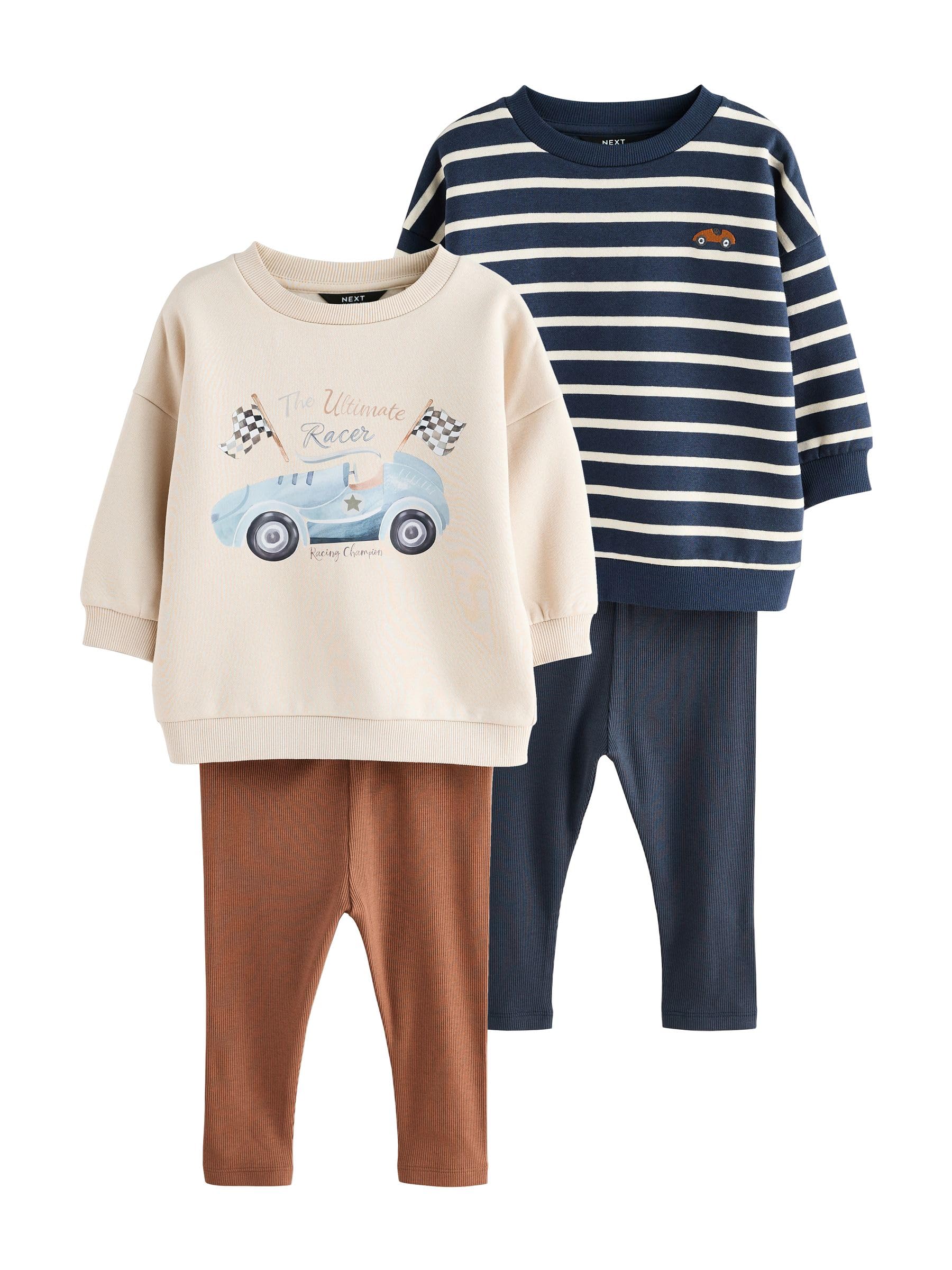 NEXT Sweatshirts and Leggings Set – Blue/White Stripe, 2-Pack (3m–7y)