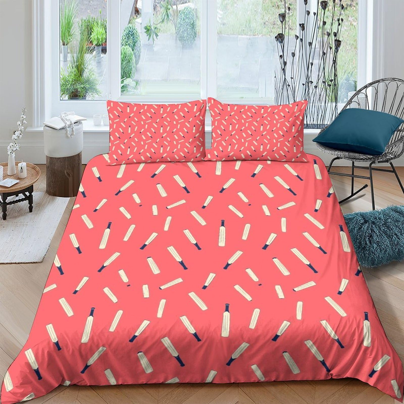 TUFRTGYHN 3D Printed Red Bottle Pattern Duvet Cover Set Microfiber Soft Breathable Bedroom Decor with 2 Pillowcases Single（135x200cm）