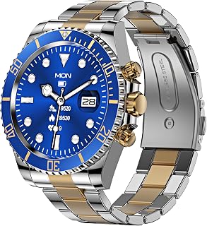 findtime Men Smart Watch Bluetooth Call Fitness Tracker Heart Rate Monitor Smart Watch with Text and Call Waterproof Pedometer Stainless Steel Smart Watches for Android Phone Compatible iPhone