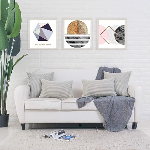 Miniatura 6 de HWY 50 Juego de 2 fundas de cojín de pana gris claro de 20 x 20 pulgadas, fundas decorativas suaves y acogedoras para sofá, cama, sala de estar,