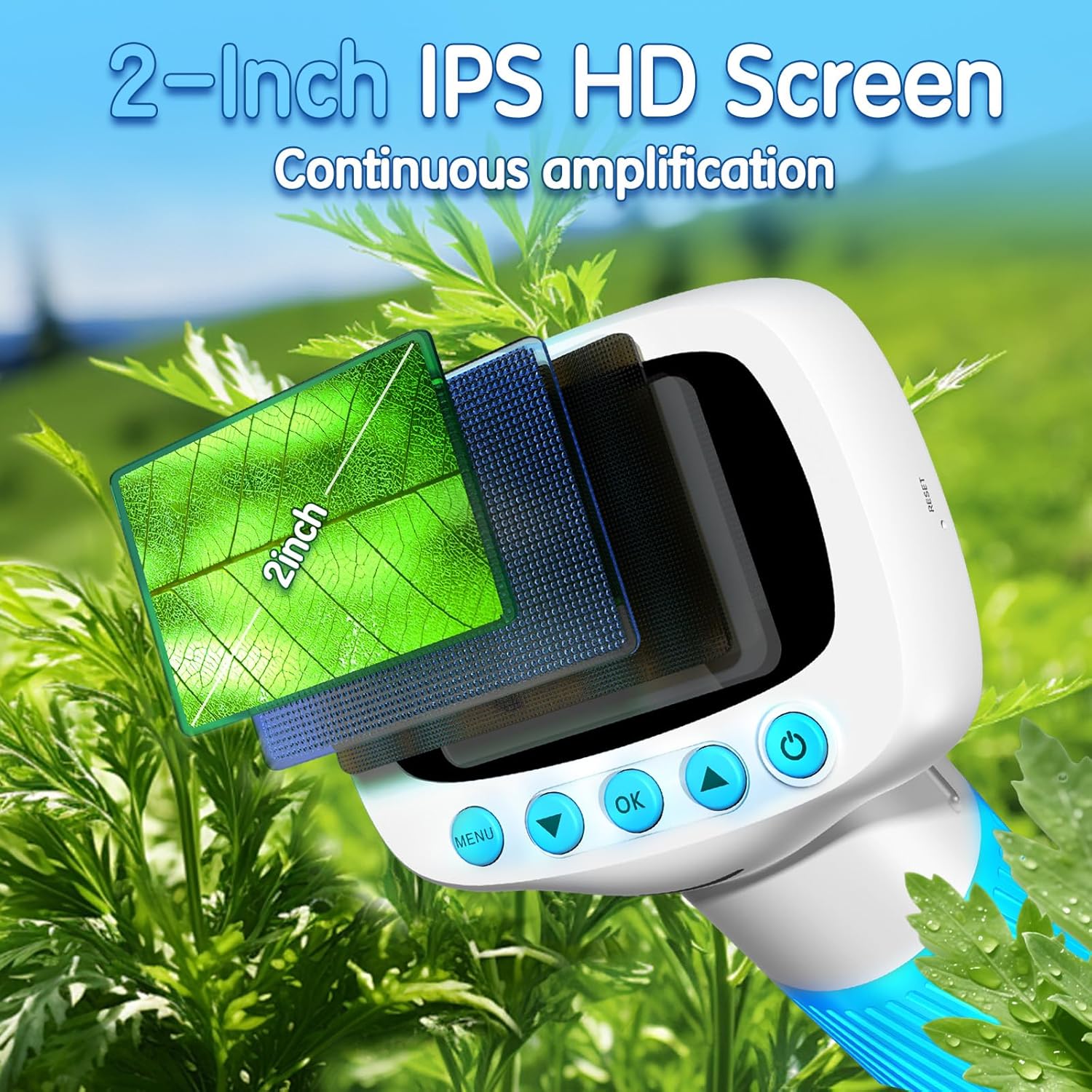 Microscope for Kids & Video Camera, Kid Science Toys，Handheld Digital Microscope，STEM Educational Toy for Wonder Quest，Magnifying Glass for Bugs，Birthday for Boys and Girls (Light Blue) (Blue)