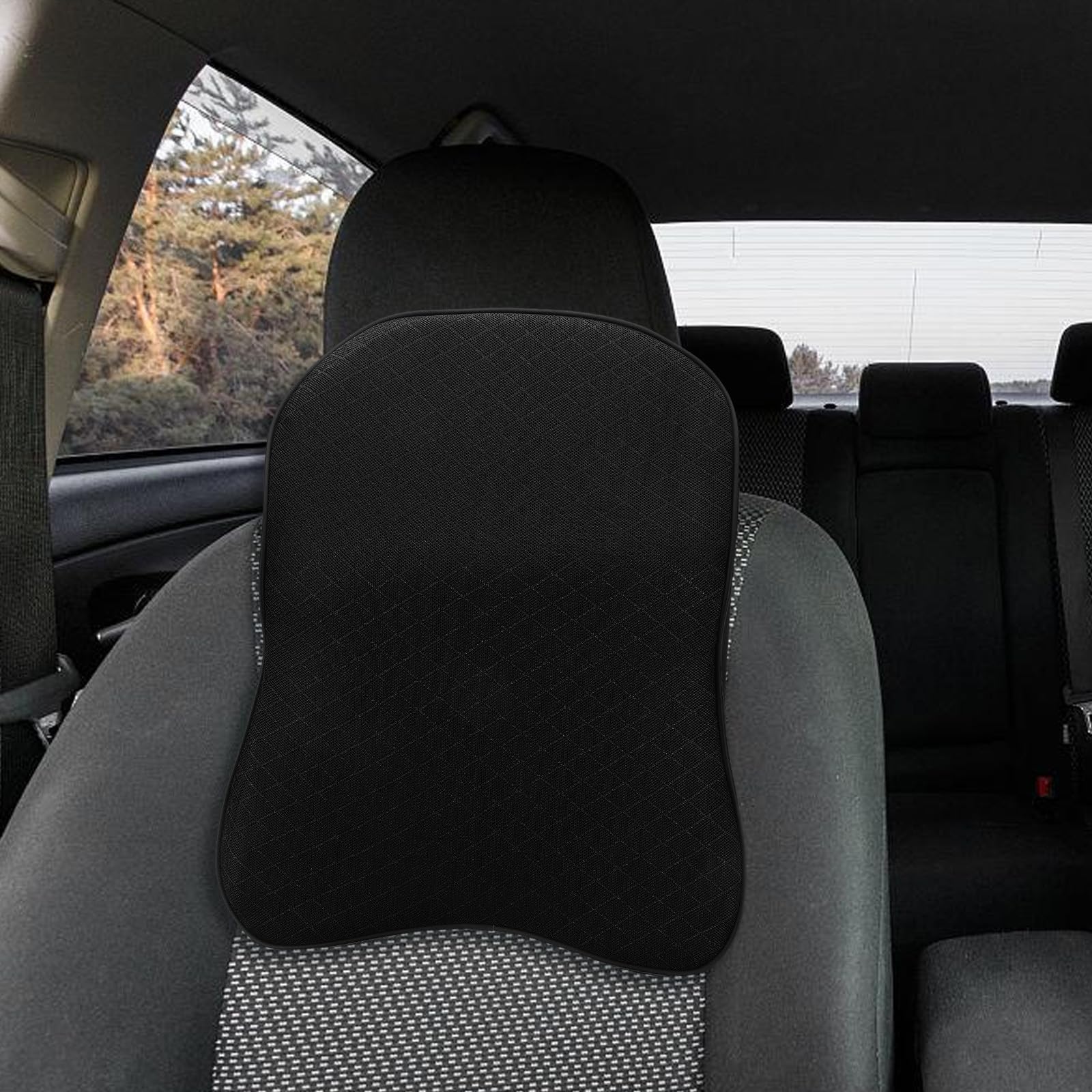 Almohada Cervical de Espuma con Memoria Ajustable para Coche y Oficina Reposacabezas para Viaje y Soporte de Cuello Cojín Negro Ergonómico para Conductores y Pasajeros