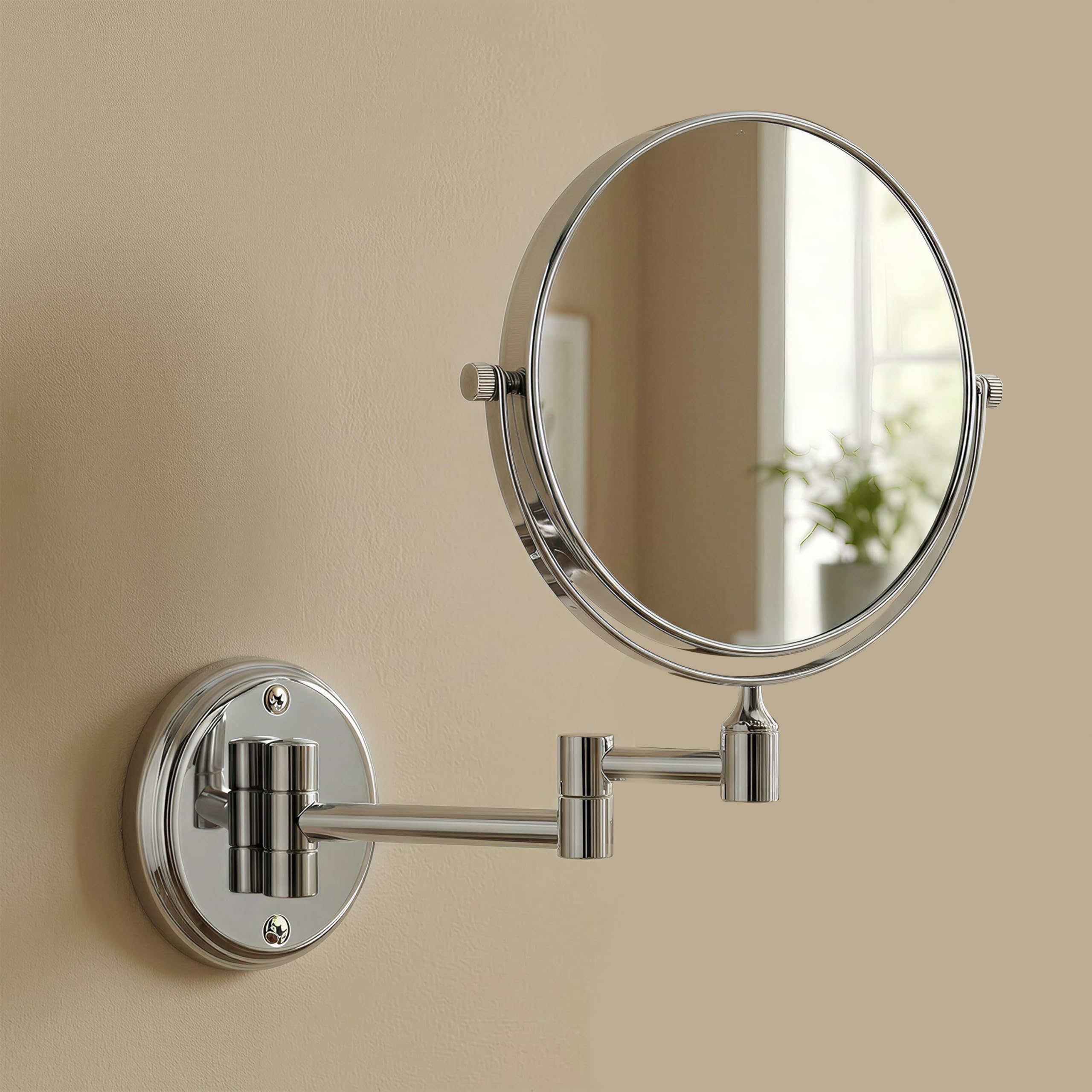 Magnifying Mirror for Bathroom | 5X & 1X Double Sided Makeup Mirror | Wall Mounted Mirror with 360° Rotation for Shaving & Makeup (Chrome)-image-27