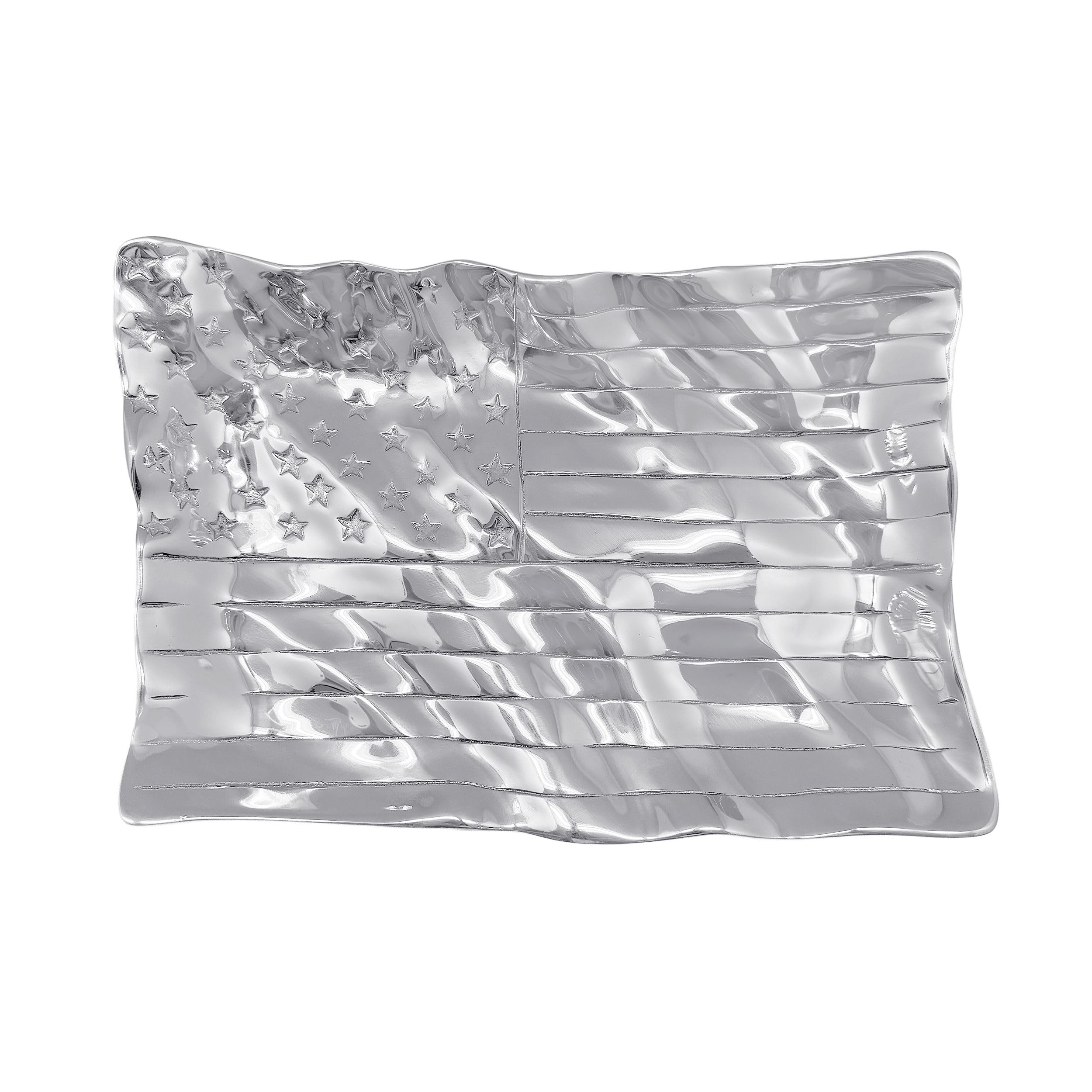 Mariposa American Flag Medium Platter | Silver | Brillante | Tableware | PLATTERS | Recycled SANDCAST Aluminum | Handmade in Mexico