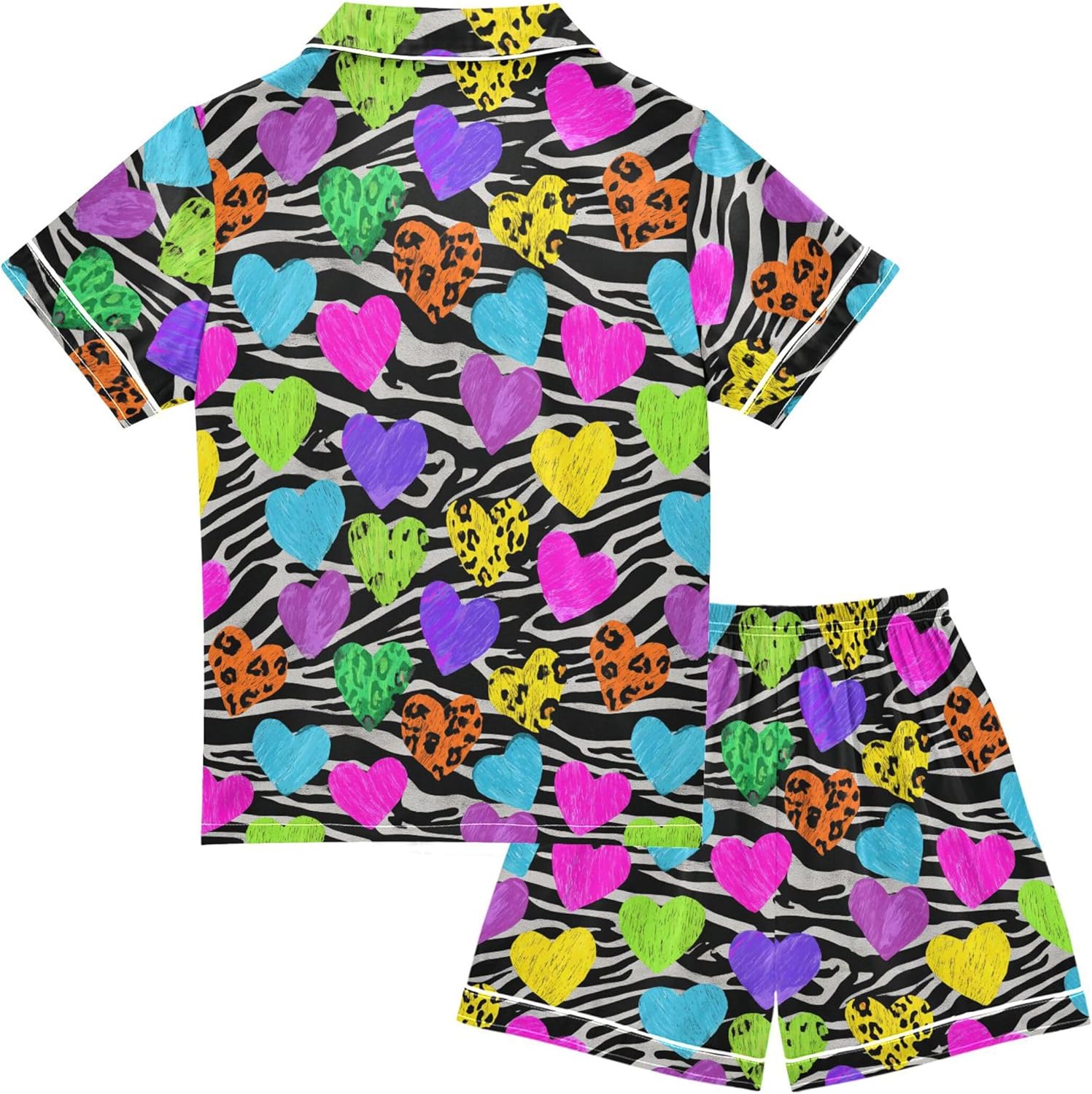 Silk Pajama Sets Short Sleeve Pajamas Soft Sleepwear 2 Piece Pjs Set