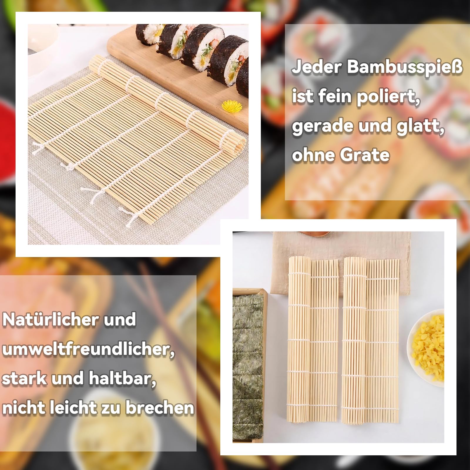 SKYSER Sushi-productieset, 20 artikelen voor beginners, kan worden gebruikt als sushi-bord met rijstvormen, vork, mes, loopband, eetstokjes, compleet (zwart