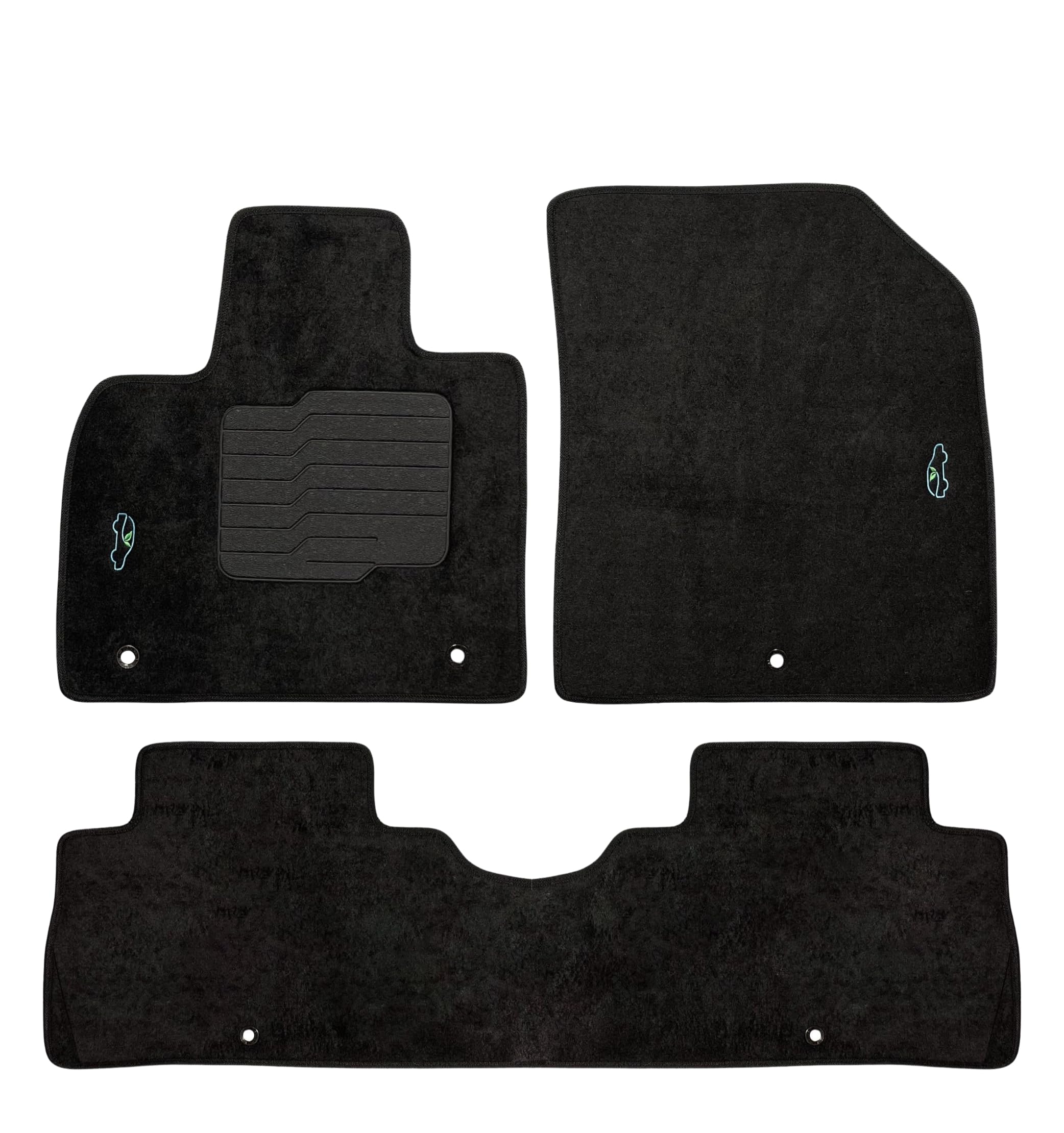 ecoMats Carpet Floor Mats for 2020 to 2025 Hyundai Palisade, First and Second Row, Safety Locks and Driver Heel Pad, Black
