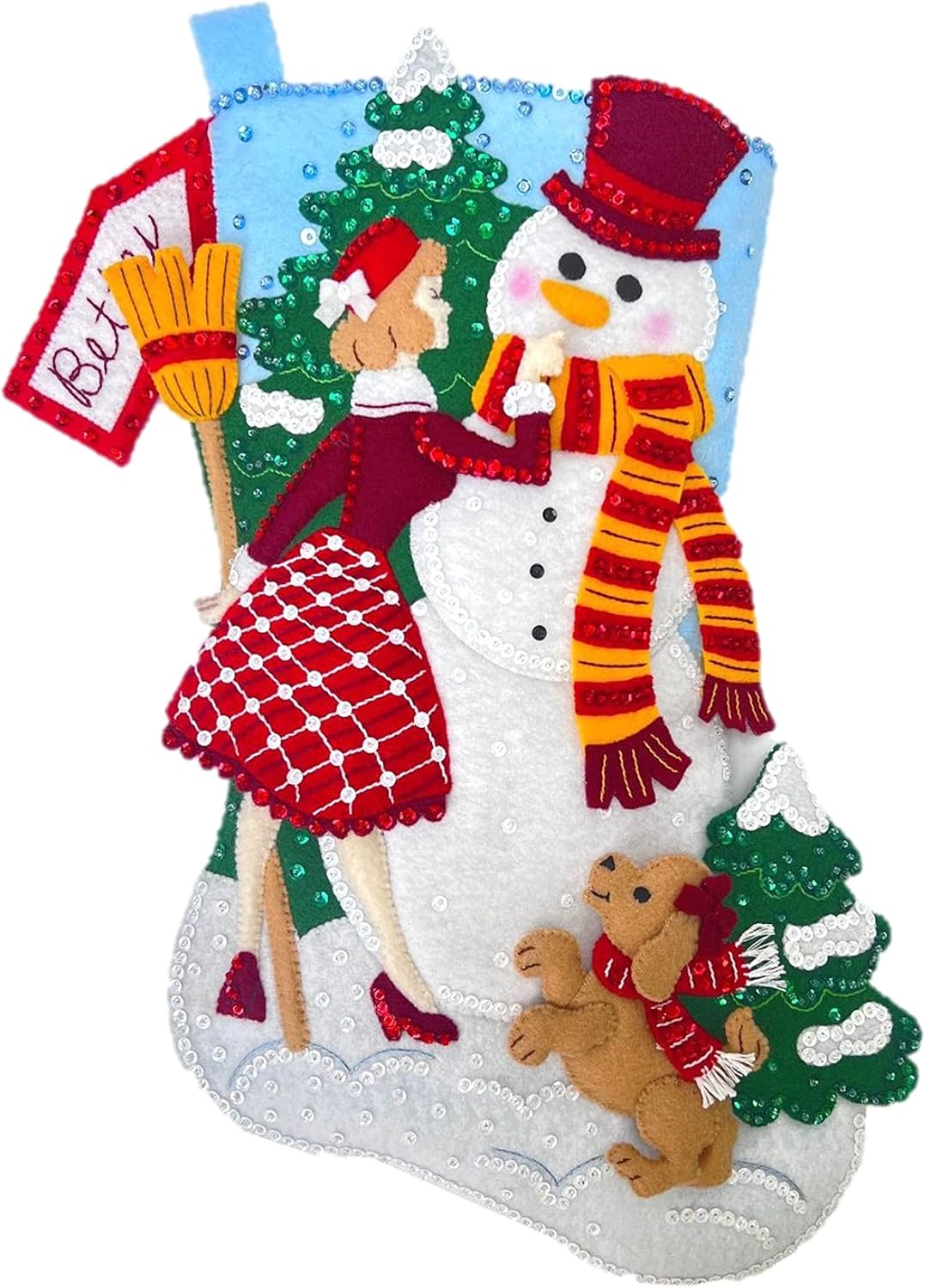 Plaid, Sledding Bears Bucilla 18" Felt Applique Stocking Making