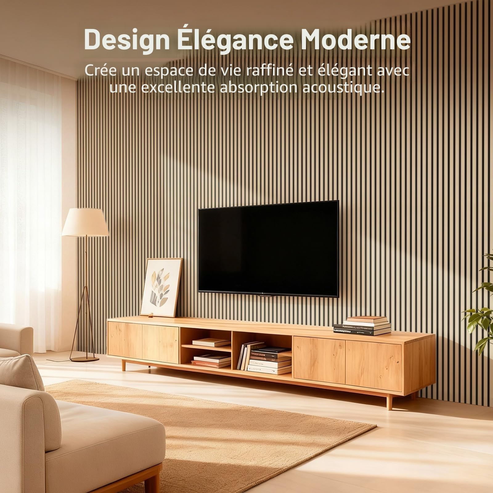 TONOR Panneau Mural Decoratif de Bois,120x60-1.44㎡, 2 Pièces, Chêne | Tasseau Bois Panneaux Acoustique, Claustra Intérieur Mdf, Decoration Murale pour Chambre, Salon, Gaming, Bureau, Studio