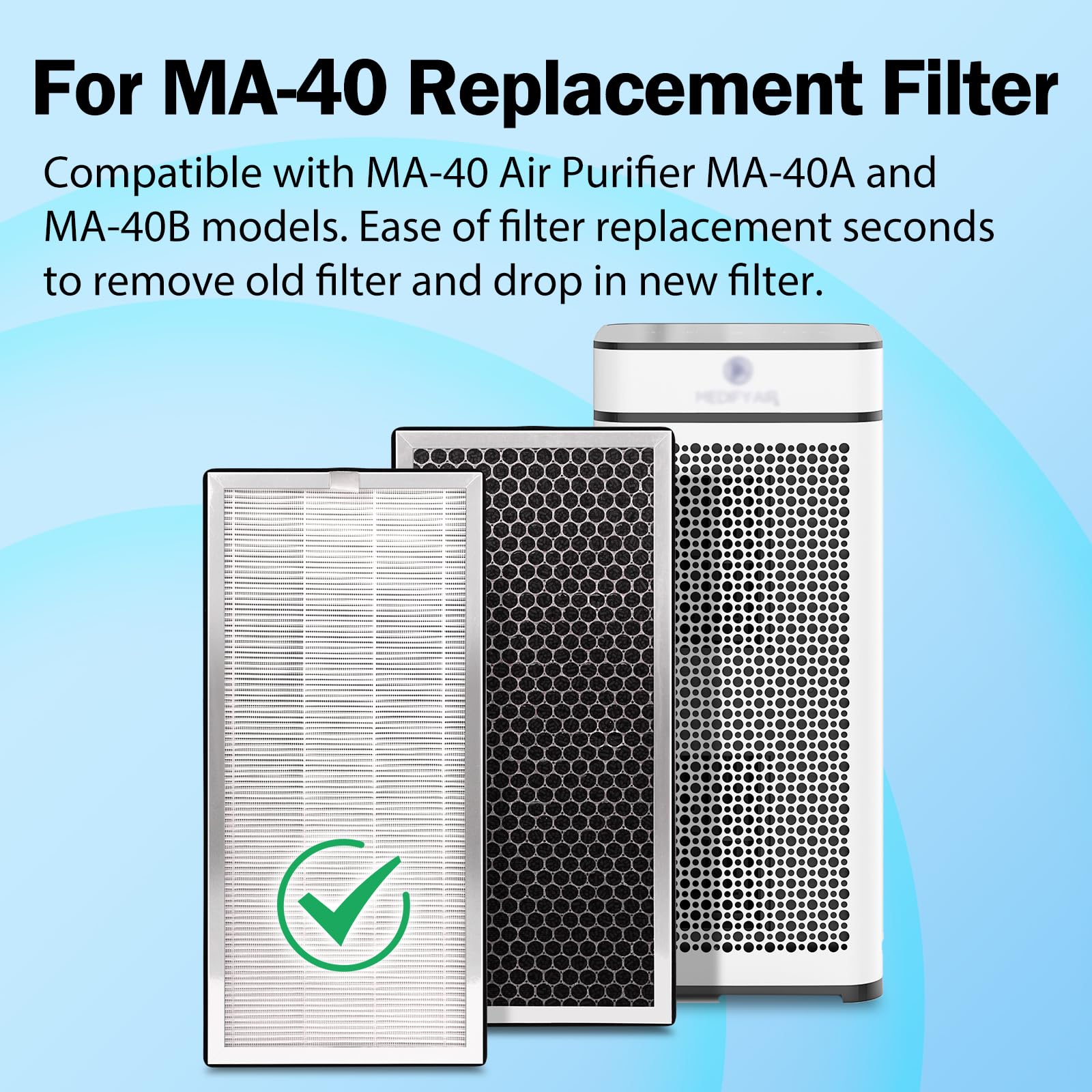 2x 40 Ersatzfilter Für MA Filter Modelle – 3-in-1 Filter, Vorfilter & Aktivkohle, 44x21x5 Cm