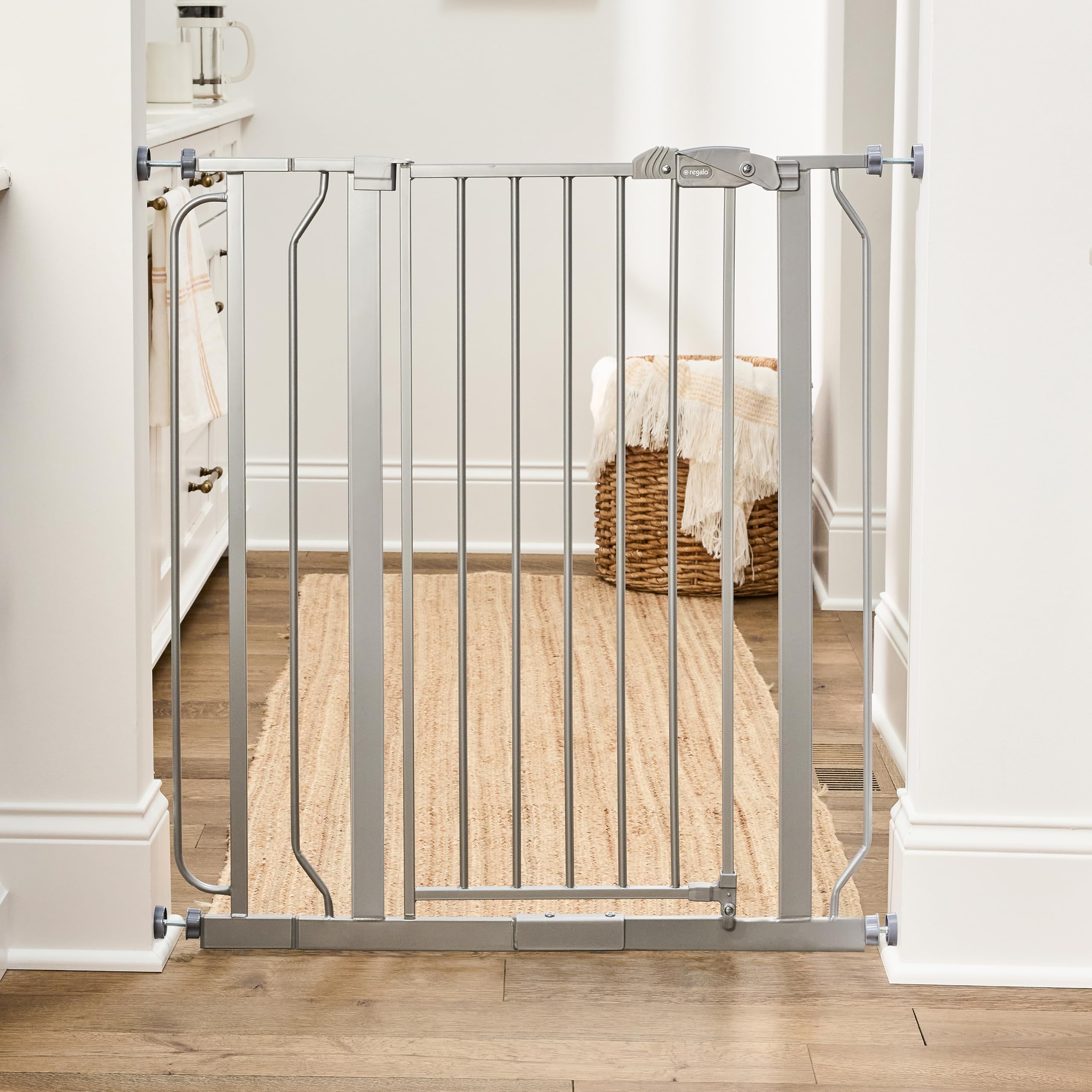 Regalo Safety 91.4cm Extra Tall Baby Gate for Doorways & Bottom of Stairs, Fits Openings 73.6-90cm (Extension Included), Pressure Mounted for Babies, Toddlers & Pets