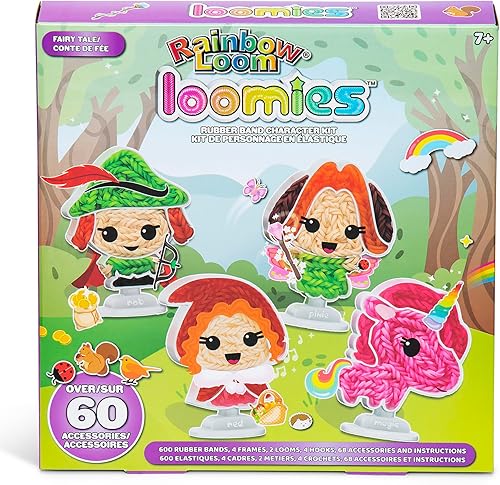 Rainbow Loom Loomies - Figuras de comida  Kit de banda de goma de 4 personajes  Crea 4 personajes temáticos de comida, kit de manualidades, ideal