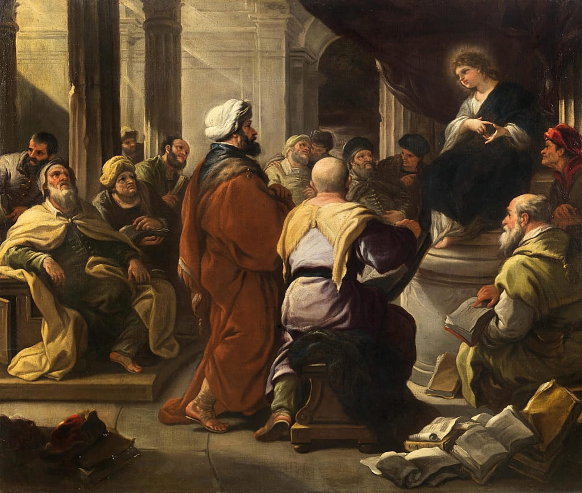 ARTXLXXBN Famous Painting Canvas Artwork Graffiti Print Christ Among the Doctors by Famous Artist Portrait Canvas Image for Home Decor 60x90cm