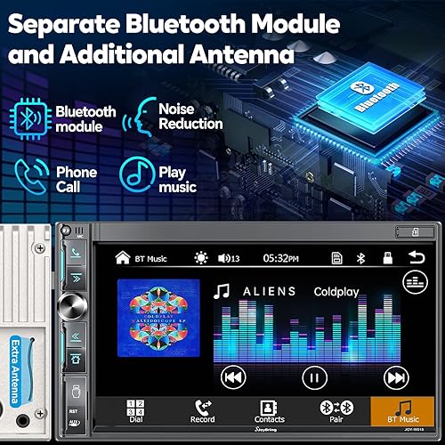 Miniatura 4 de Estéreo de auto de doble DIN de 7 pulgadas con Apple CarPlay inalámbrico y Android Auto, pantalla táctil QLED, Bluetooth, cámara de respaldo, audio