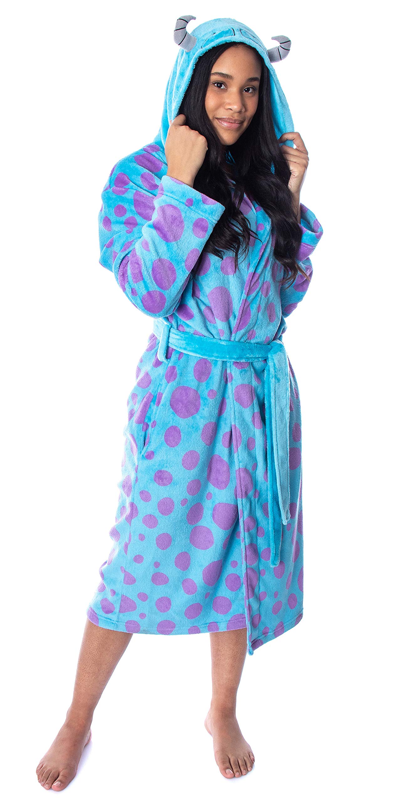 Disney Women's Monsters Inc Sulley Costume Ultra-Soft Fleece Plush Hooded Robe Bathrobe (SM/MD)