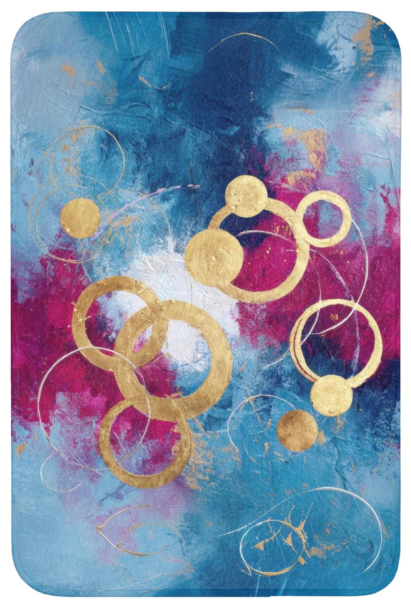 Alfombra De Baño Rectangular 60x90 cm Bathroom Bath Mat Lavable Tapete Antideslizante Alfombras Ducha Decoracion Alfombrilla Círculos - Oro - Abstracto