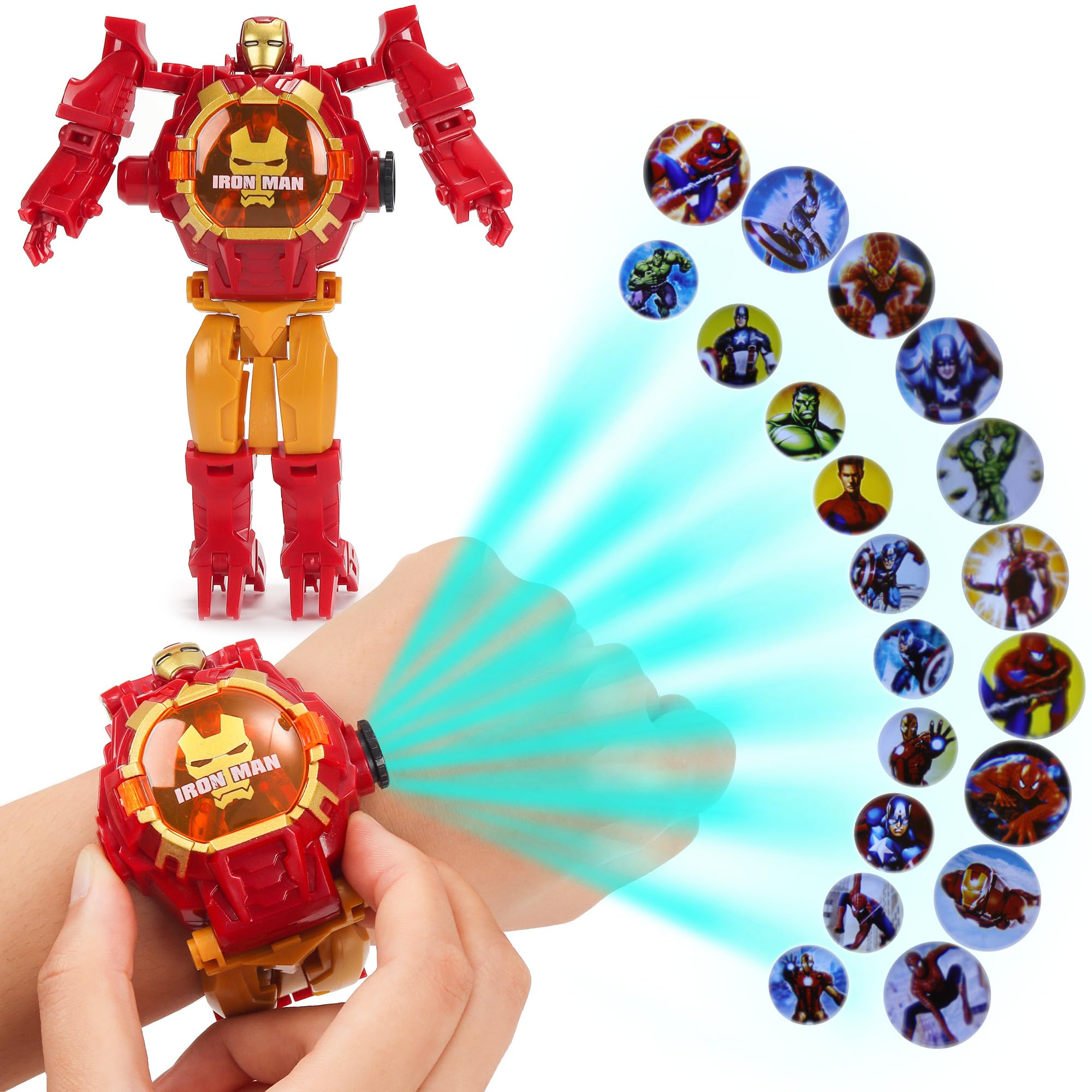 Cartoon Hero Watch for Boys - 21 Images Hero Projector Watch - 3D Projection Watches Wall Image Projector -Smart Watch Digital Wrist Watch for Boys 6-12 Birthday Gift