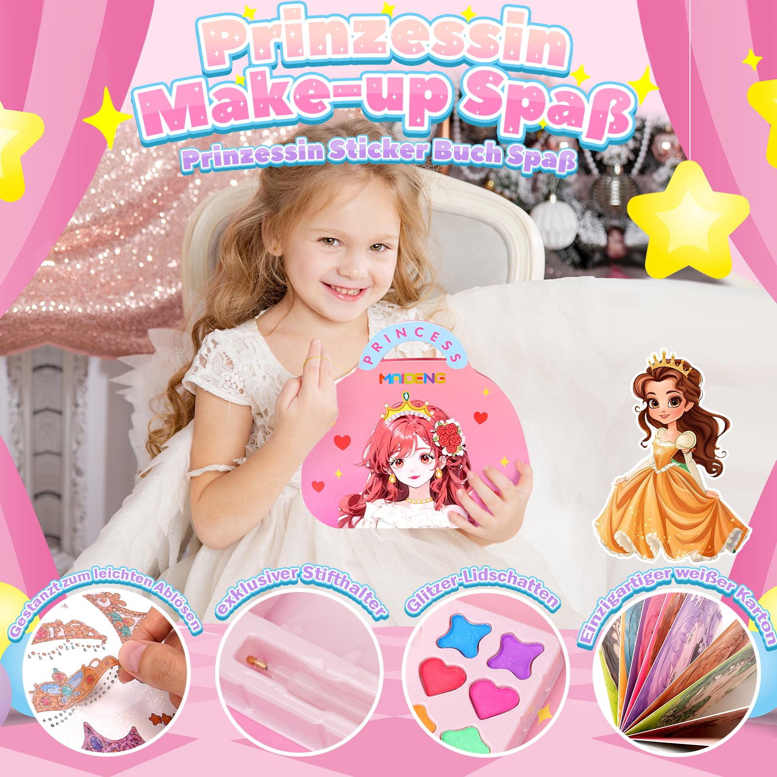 Kit Manualidades Princesa Para Niñas 6-10 Años - Incluye Pegatinas, Pintura Diamantes Y Maquillaje