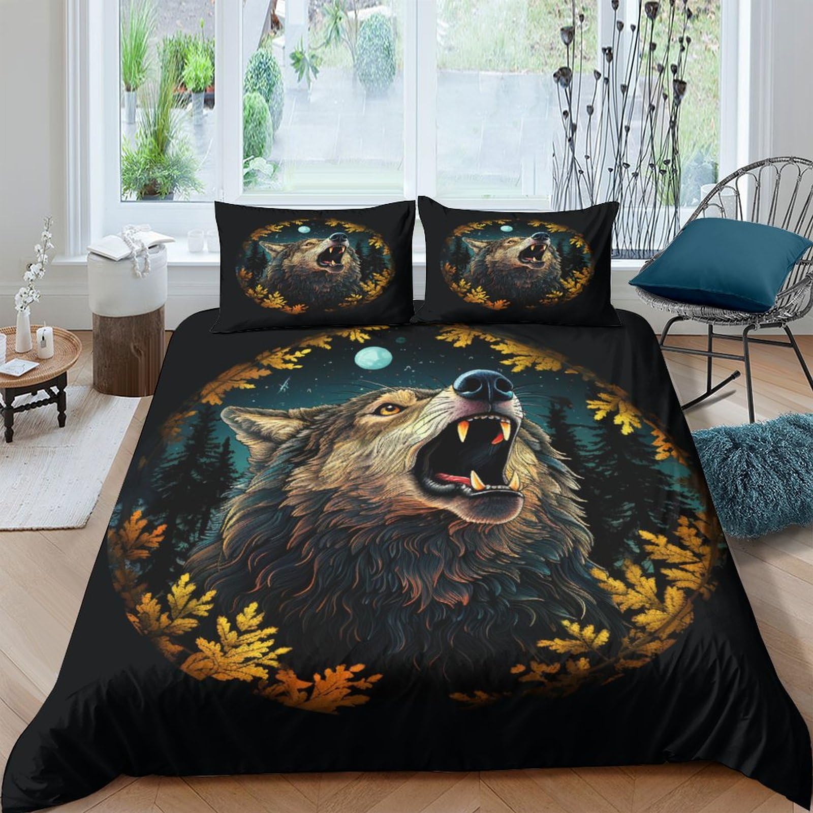 Housse de couette loup 200x200 pour une décoration de chambre style nature sauvage