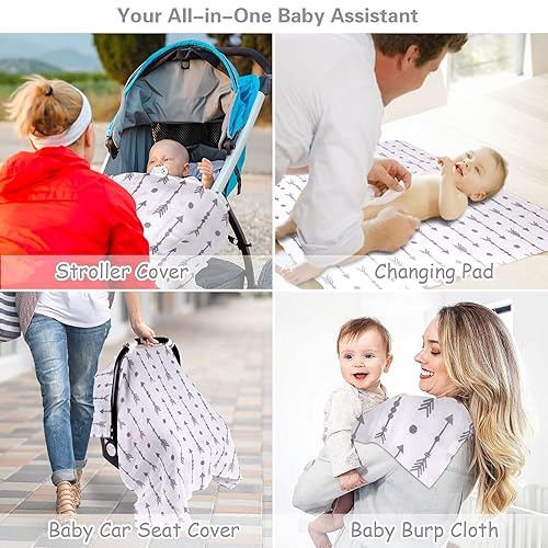 Miniatura 7 de Rquite Fundas de asiento de automóvil para bebés, funda de asiento de automóvil 100% muselina para niños y niñas, toldo ligero para asiento de