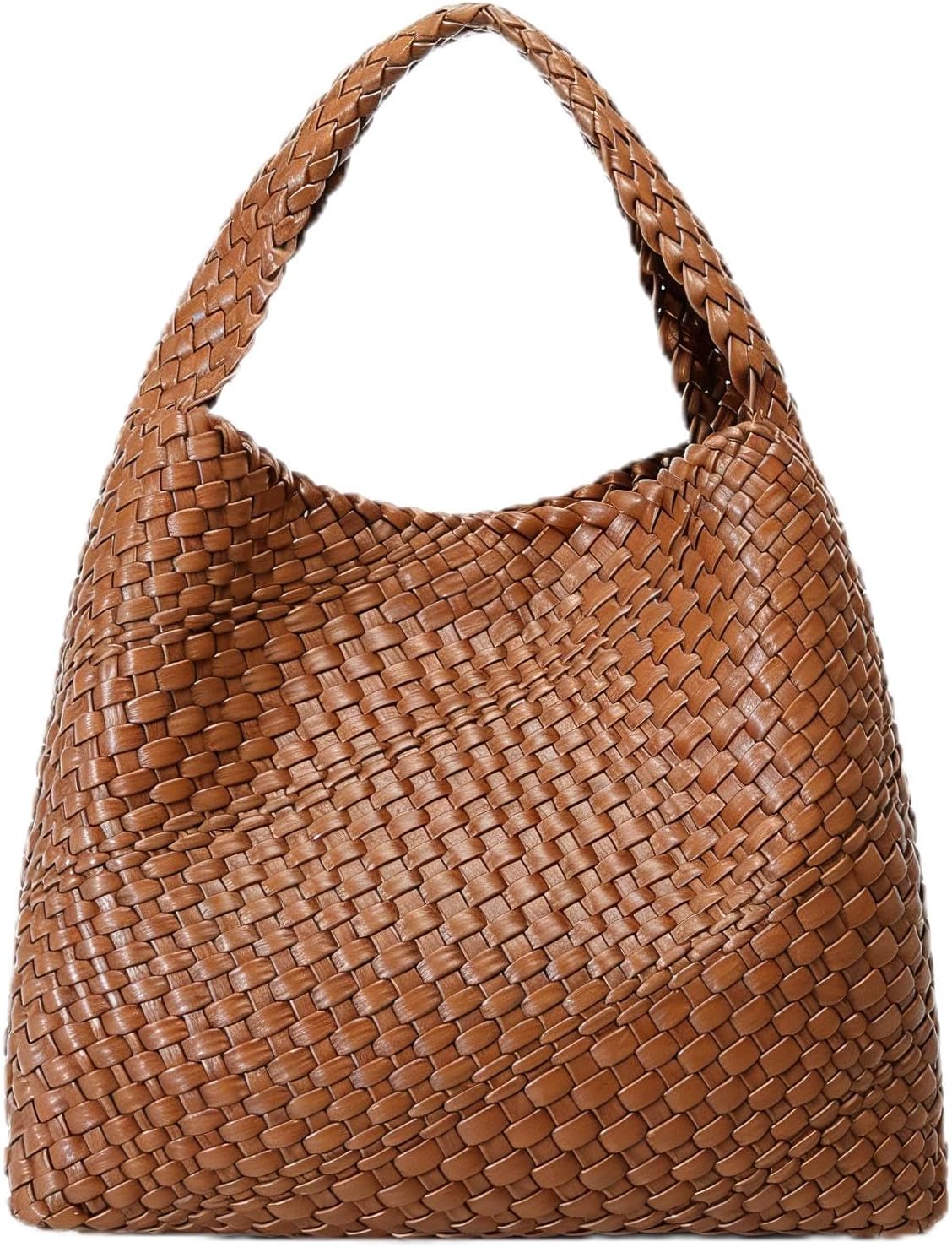 Woven Tote Bag For Women, Large Vegan Leather Travel Handbag, Casual Work Shoulder Bag, Underarm Commuter Hobo Bag With Purse