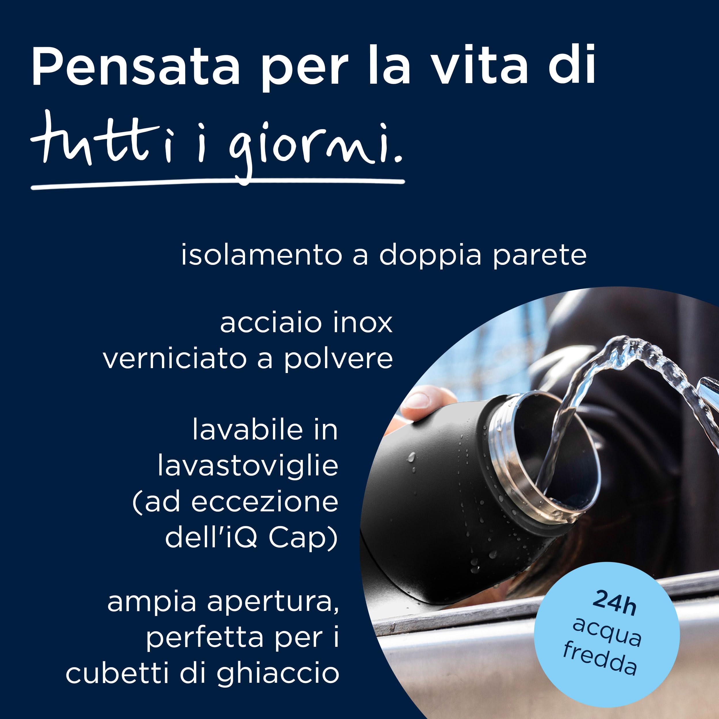 BRITA LARQ iQ - Borraccia con filtro digitale (680 ml) con monitoraggio dell'idratazione (app), filtro dell'acqua al carbone attivo e UV-C, neutralizza il 99,99% di batteri e filtra microimpurità