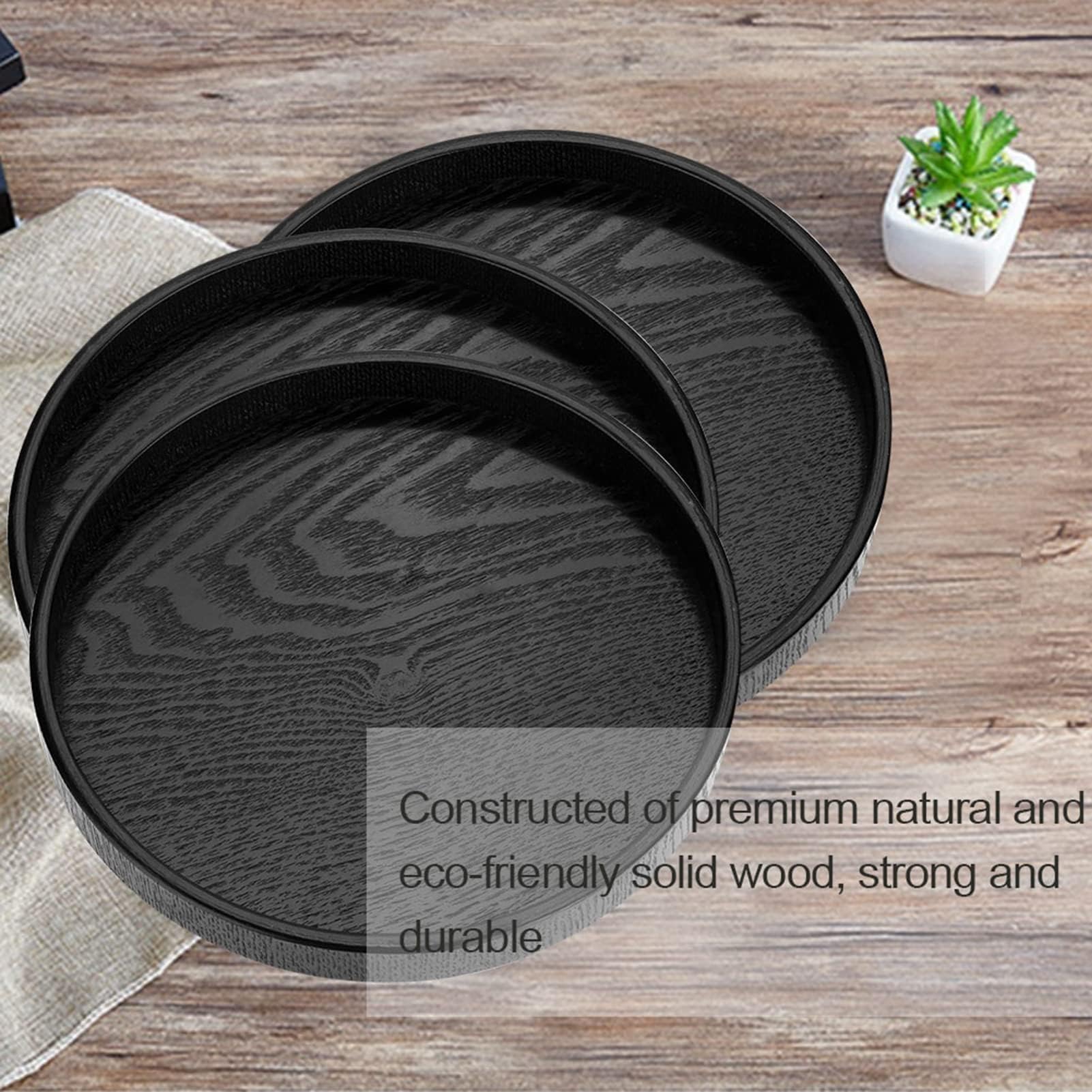 Bandeja redonda de madera para servir té negro, bandeja de aperitivos para oficina, cocina, restaurante, plato decorativo de presentación de alimentos de 30 cm