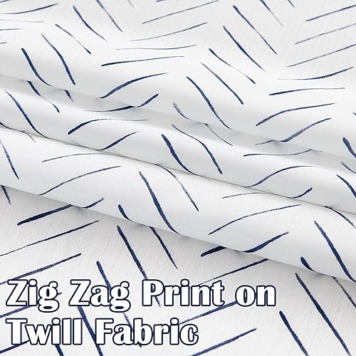 Miniatura 10 de Lazzzy Cortina de ducha verde y blanca en zigzag de tela a rayas cheurón en espiga para baño, casa de campo, rústica, moderna, impermeable, juego de