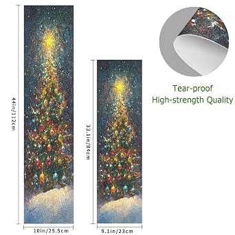 Skateboard Grip Tape Sheet Non-Slip Bubble Free Scooter Grip Tape 33 x 9 Inch Longboard Sandpaper Griptape Christmas Tree