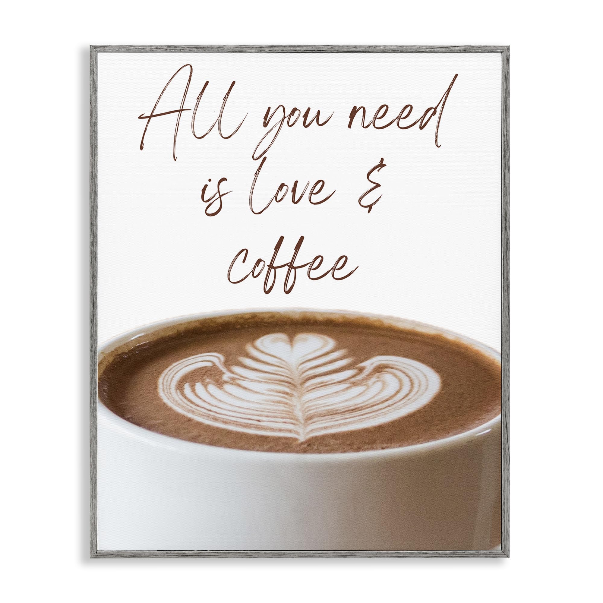 Stupell Industries Farmhouse Gray (Textured) 'All You Need Love & Coffee'| Framed Giclee Art