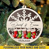 Vista 11 de V VIBEPY All Over Printed, Personalized Couple Ornaments, Christmas Ornaments, Wedding Ornaments, 3.5 Inches 3 Layer Ornaments, Gift for Your