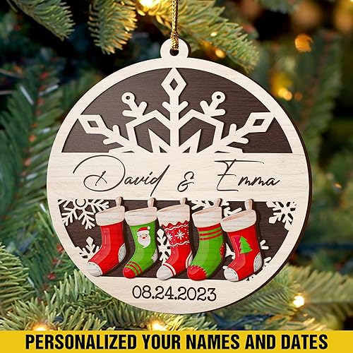 Miniatura 11 de V VIBEPY All Over Printed, Personalized Couple Ornaments, Christmas Ornaments, Wedding Ornaments, 3.5 Inches 3 Layer Ornaments, Gift for Your