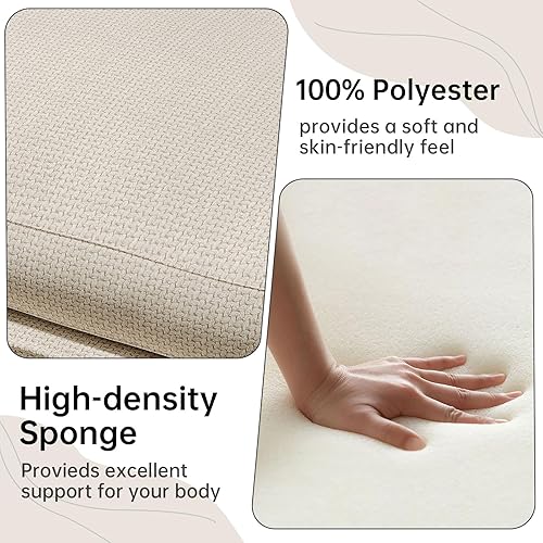 Miniatura 3 de GraceNook Sofá modular beige, sofá de algodón Queen de 9 plazas con almohadas, sofá cama modular en forma de U, 4 tumbonas extraíbles (sofá