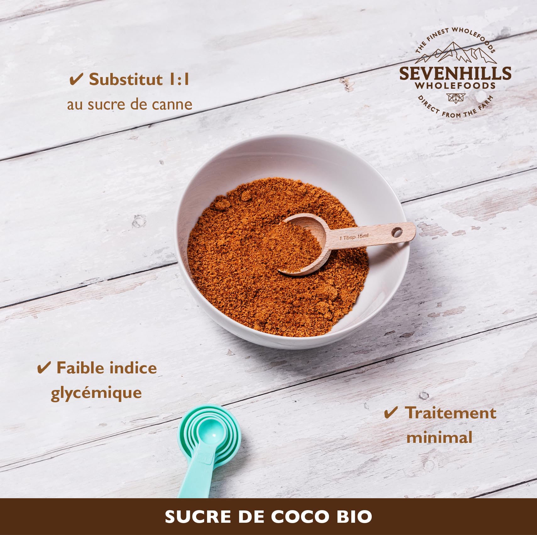 Sevenhills Wholefoods. Sucre de Fleur de Coco Bio 1,8kg, nectar de cocotier, pour boissons, desserts et pâtisseries, non raffiné, sans additifs, faible indice glycémique