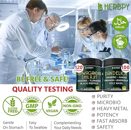 Miniatura 3 de Paquete de Ashwagandha Shilajit de 5 pulgadas y suplemento de diente de león 6 en 1 - Apoya la salud del corazón, la salud de la digestión y el