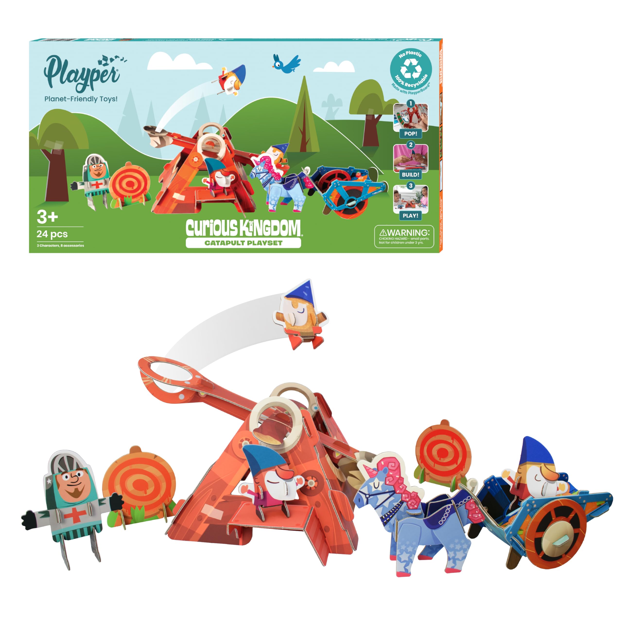 Catapult for Kids - Plastic Free Build it Yourself, STEM Learning Curious Kingdom Playset