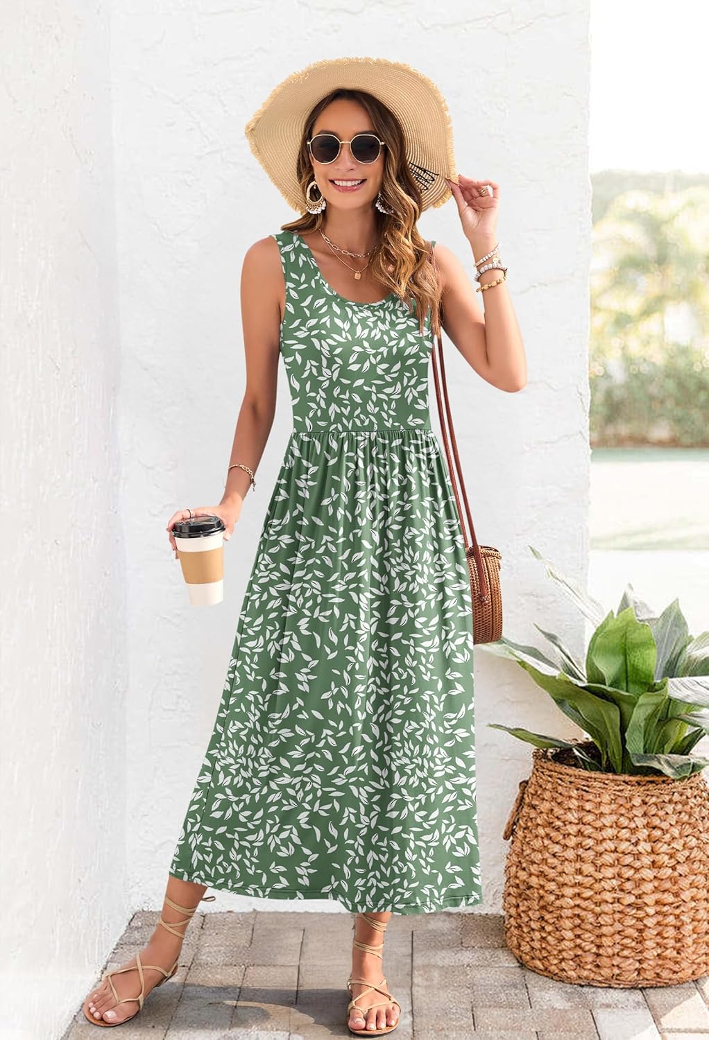 WNEEDU Women's Summer Maxi Dress 2026 Casual Sleeveless Hawaiian Sundress Tropical Long Dress Beach Vacation Outfit - Image 3