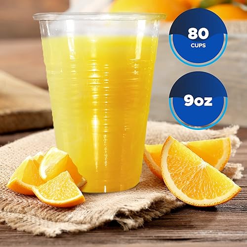 Miniatura 2 de PAMI Paquete de 80 vasos de plástico desechables pequeños, vasos de Bpa para fiestas, bebidas frías, batidos, gelatina, cócteles (9 onzas