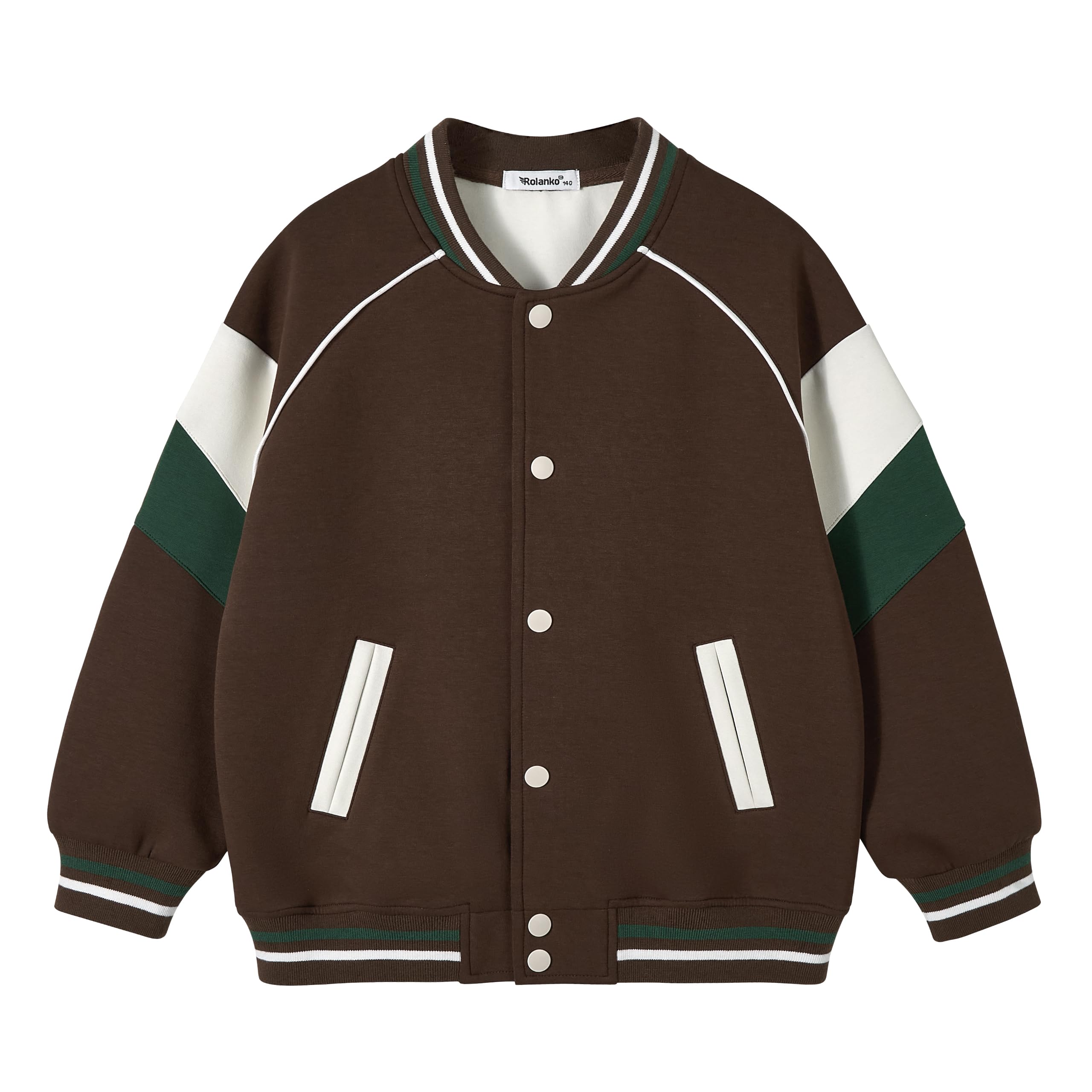 Rolanko Chaqueta de Béisbol para Niñas y Niños Estilo Varsity Sudadera Escolar con Bolsillos Abrigo Bomber para Niños