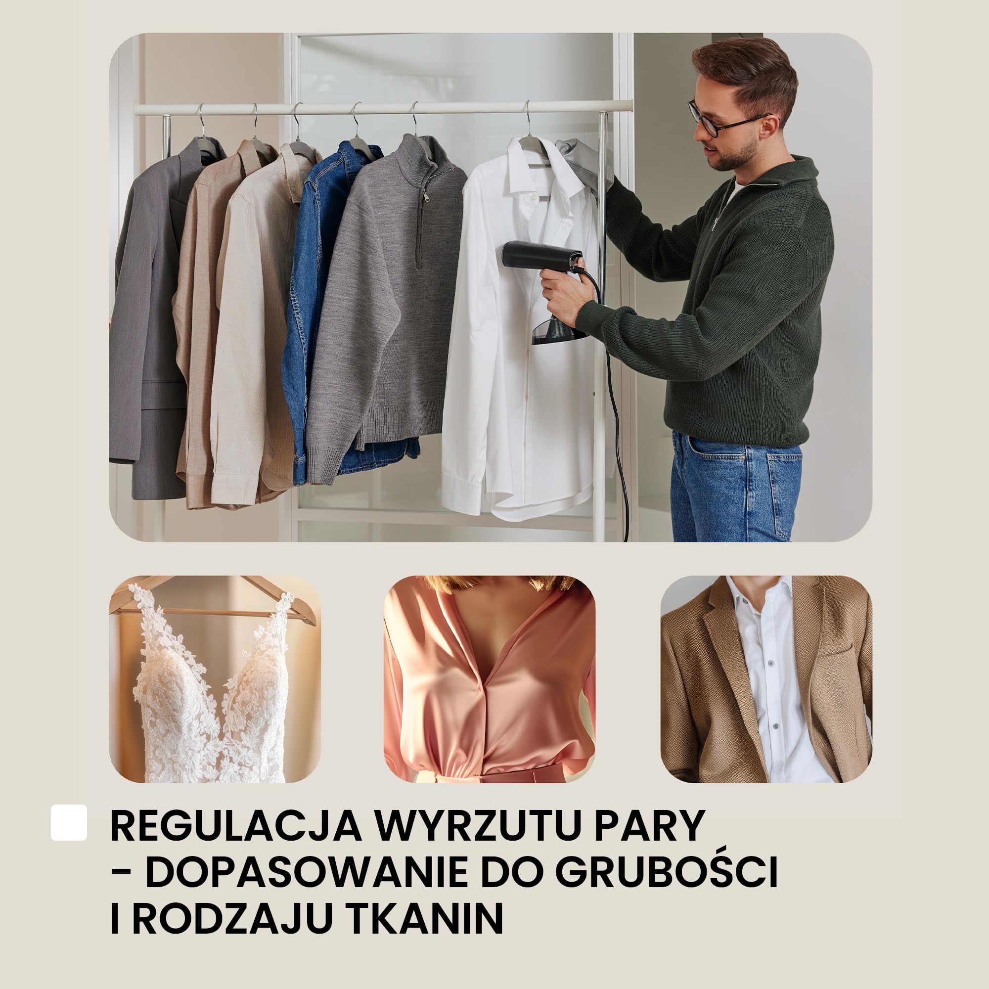 ZEEGMA FRISKEER Przenośna Parownica Ręczna do Ubrań 2w1, Żelazko Parowe 1640 W, 380 ml Wyrzut Pary 25 g/min Szybkie Nagrzewanie Bezpieczna Dla Tkanin Prasowanie w Pionie i Poziomie