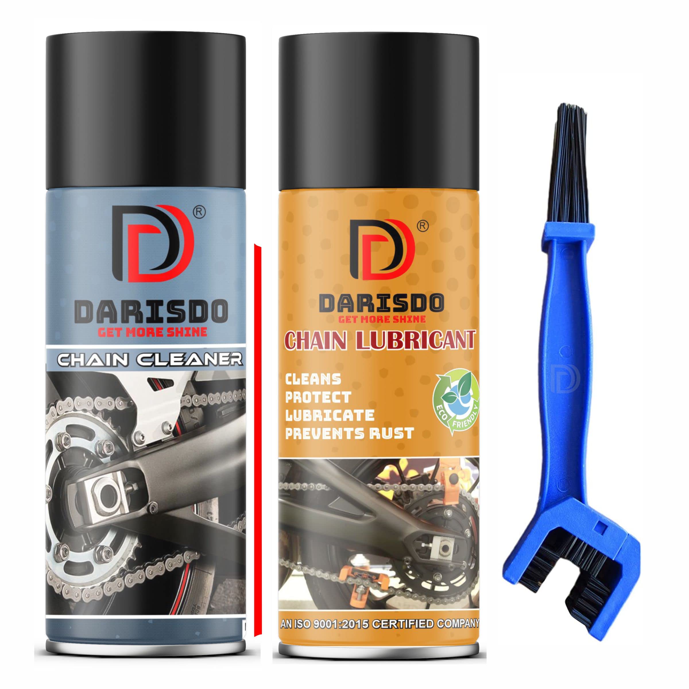 Darisdo Chain Lubricant+Chain Cleaner with Brush Clean & Lube The Chain Easily with Brush (300 ml Pack of 2), Clear
