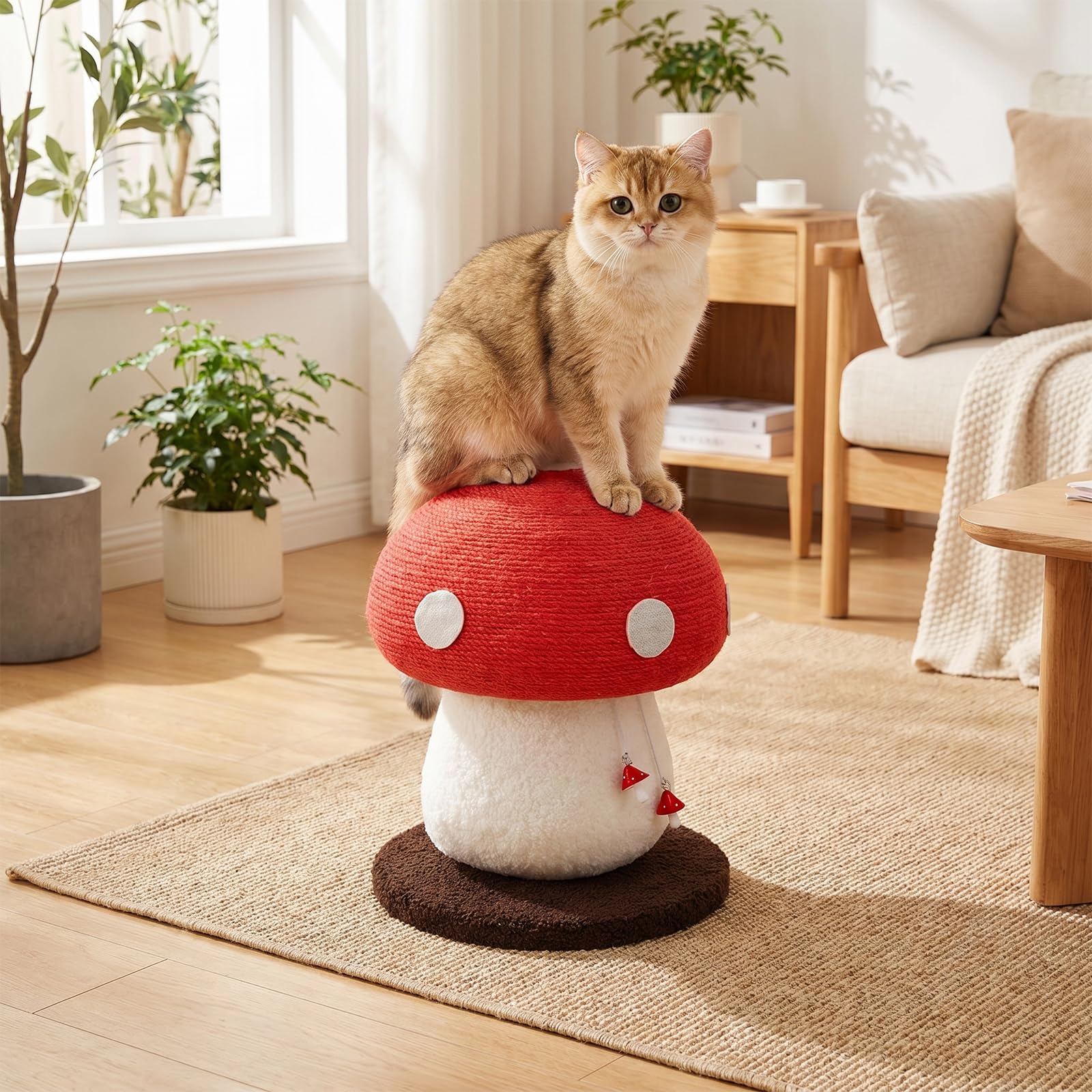 Pilz-Kratzbaum für Katzen, Niedlicher Sisal-Kratzpfosten Stabil Katzenmöbel für Kätzchen und kleine Hauskatzen (Pilze)