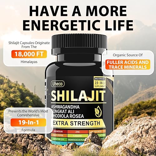 Miniatura 3 de Shilajit Suplemento con musgo marino, Ashwagandha, Tongkat Ali - Cápsulas de ácido fúlvico orgánico puro del Himalaya Shilajit - 90 unidades
