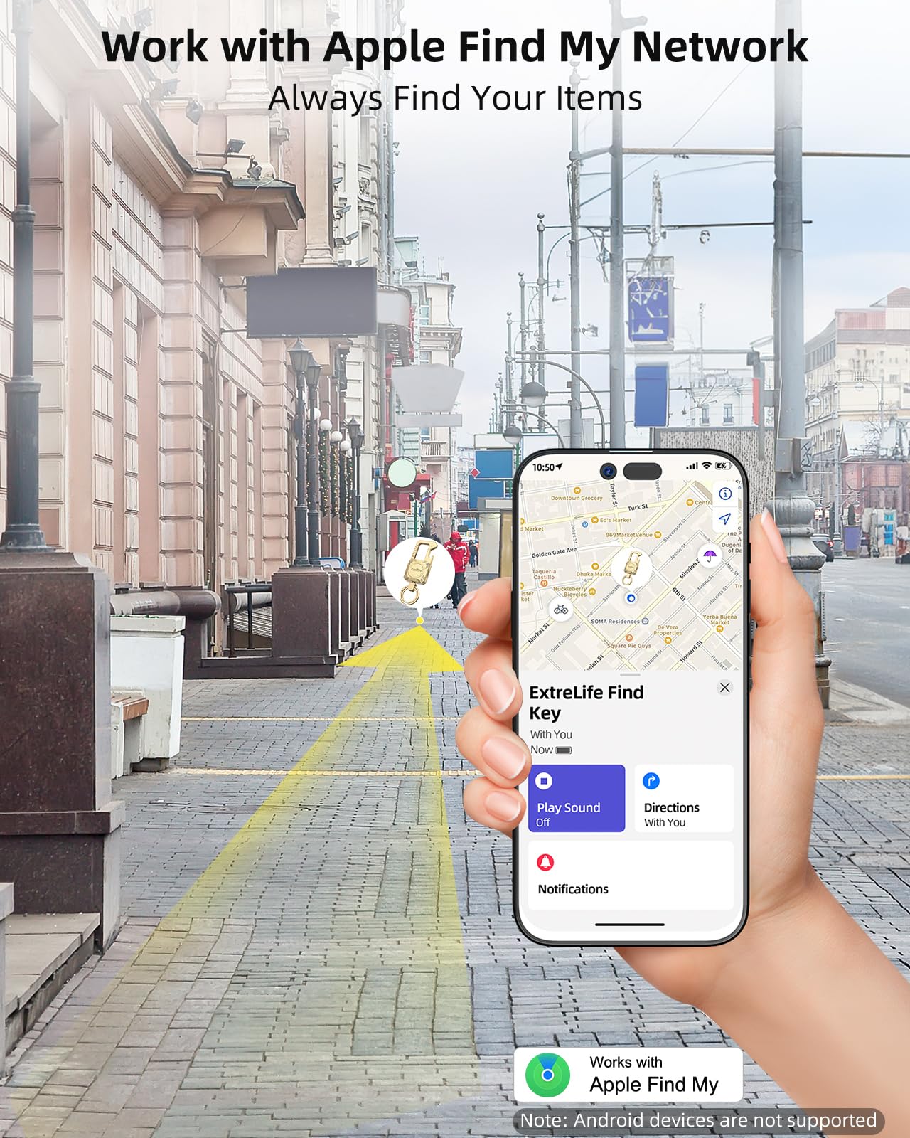 Portachiavi, funziona con Apple Find My, Heavy Duty portachiavi apribottiglie, moschettone auto portachiavi con localizzatore GPS, trova chiavi, Bluetooth Tracker per bagagli, bambini, borse e altro