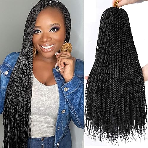 22 Inch 8Packs Senegalese Twist Hair Crochet Braids 30Stands/Pack Synthetic Braiding Hair Extensions for Black Women(22 Inch, 1b)