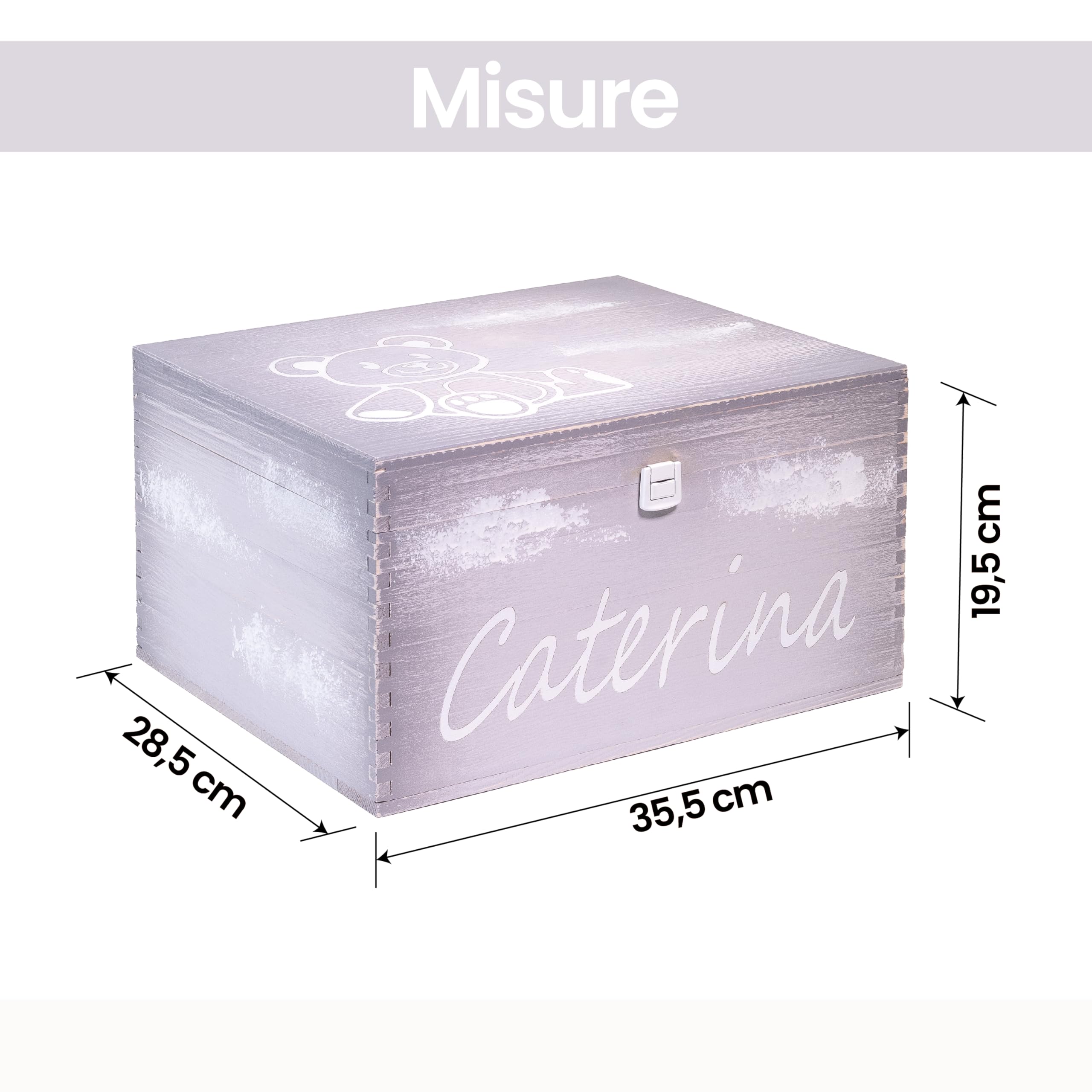 Scatola dei Ricordi Neonato - Baby Box Nascita con nome del bambino - Scatola in legno con Coperchio Personalizzabile