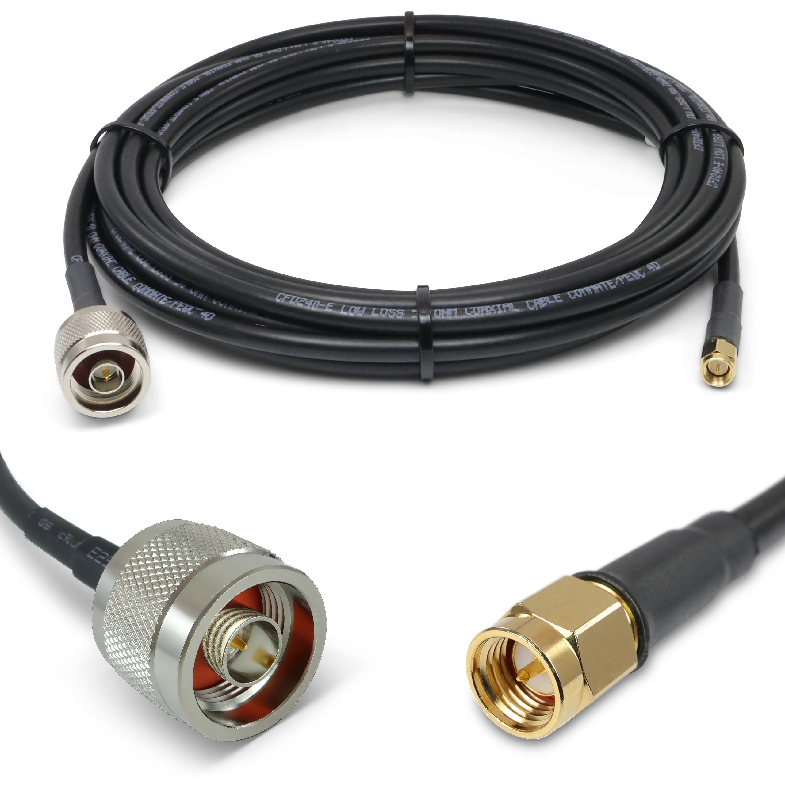 Câble d'extension coaxial SMA mâle vers N mâle - Radio vers antenne (4,5 m)